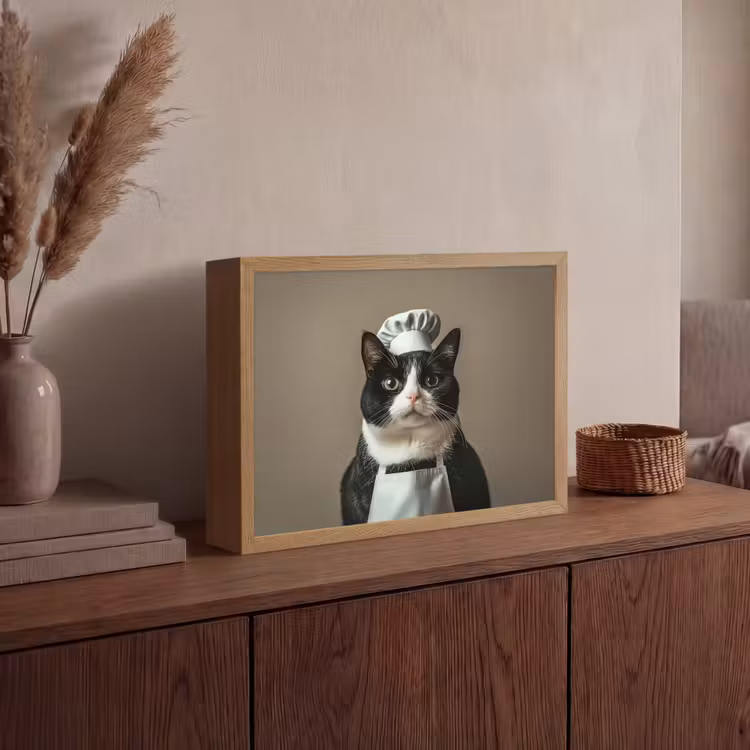Lightbox - Wandlamp - Kat - Kokskleding - Zwart - Wit — 4