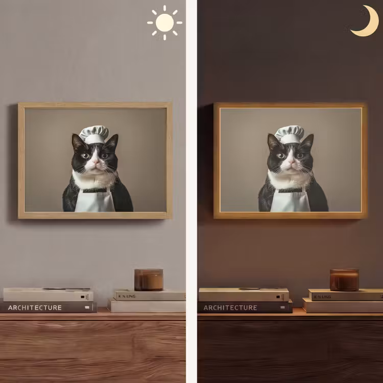 Lightbox - Wandlamp - Kat - Kokskleding - Zwart - Wit — 6