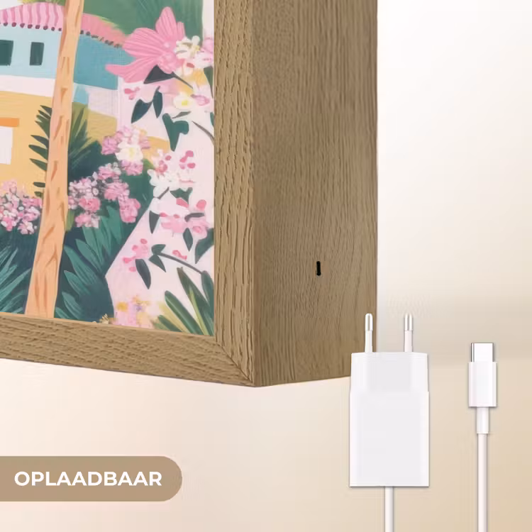 Lightbox - Wandlamp - Kleurrijk - Huizen - Heuvels - Roze — 7