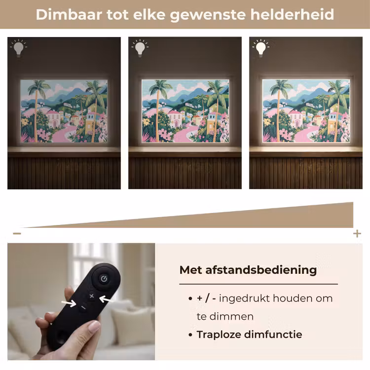 Lightbox - Wandlamp - Kleurrijk - Huizen - Heuvels - Roze — 9