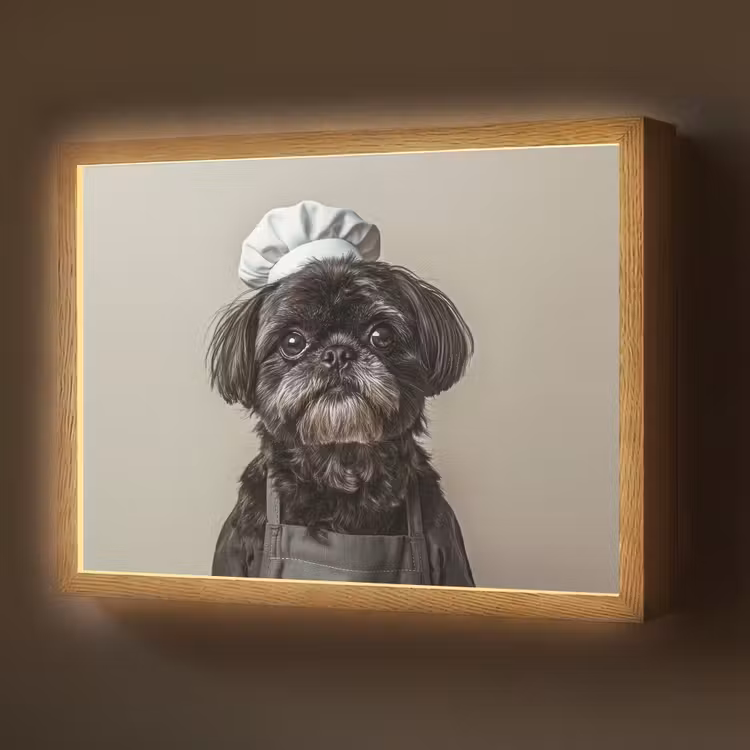 Lightbox - Wandlamp - Kokskleding - Zwart - Hondje — 1