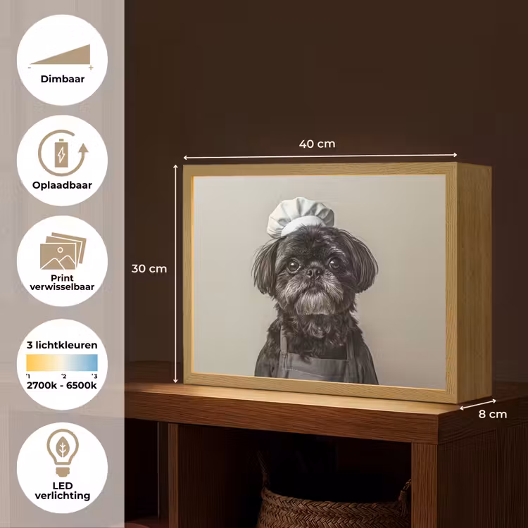 Lightbox - Wandlamp - Kokskleding - Zwart - Hondje — 10