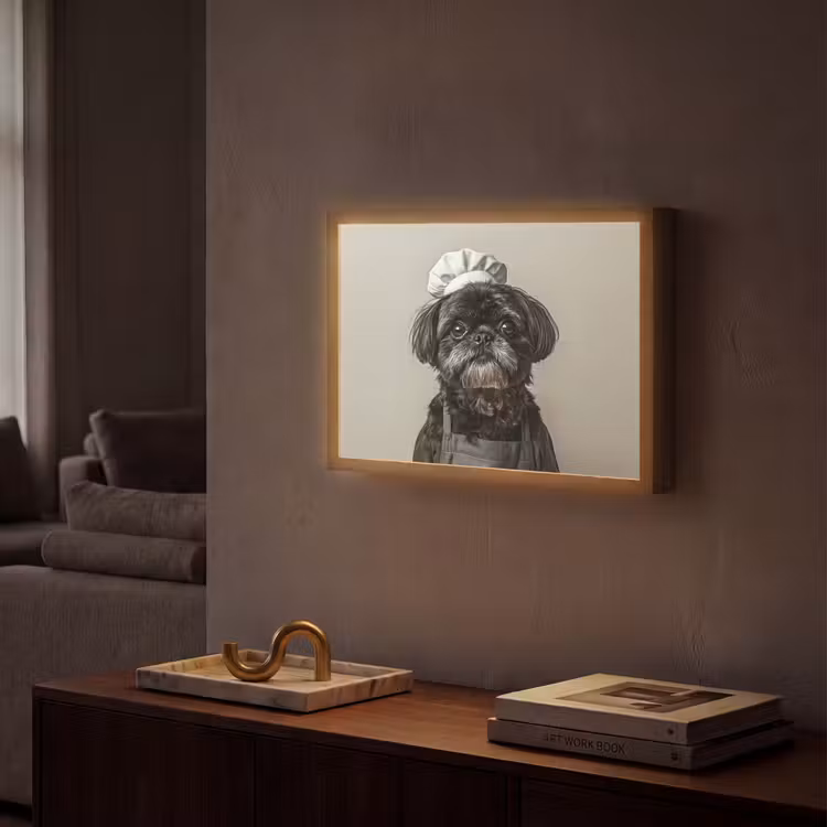 Lightbox - Wandlamp - Kokskleding - Zwart - Hondje — 2