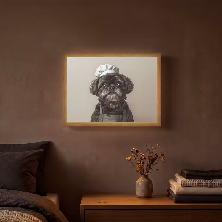 Lightbox - Wandlamp - Kokskleding - Zwart - Hondje — 3