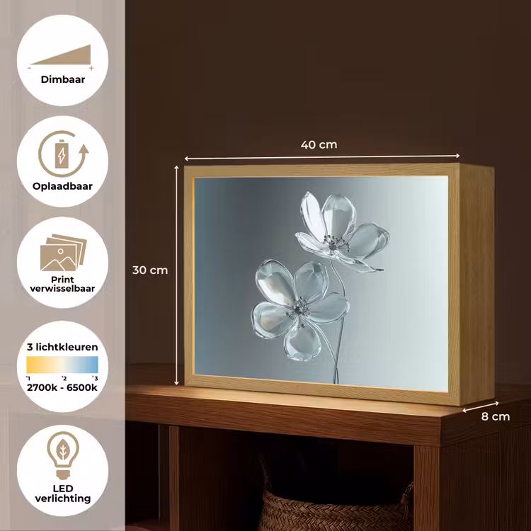Lightbox - Wandlamp - Kristal - Bloemen - Grijs — 10