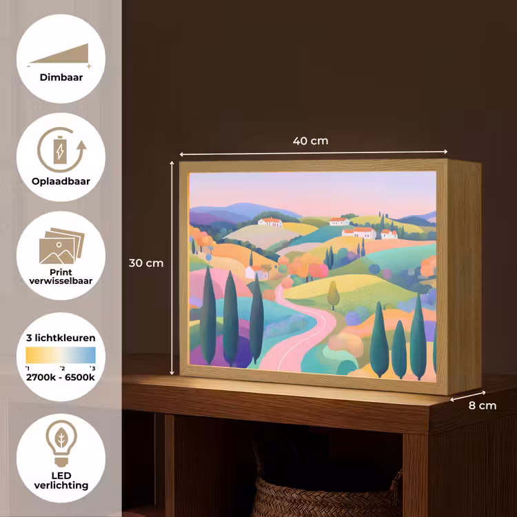 Lightbox - Wandlamp - Landschap - Paars - Pastel - Huizen — 10
