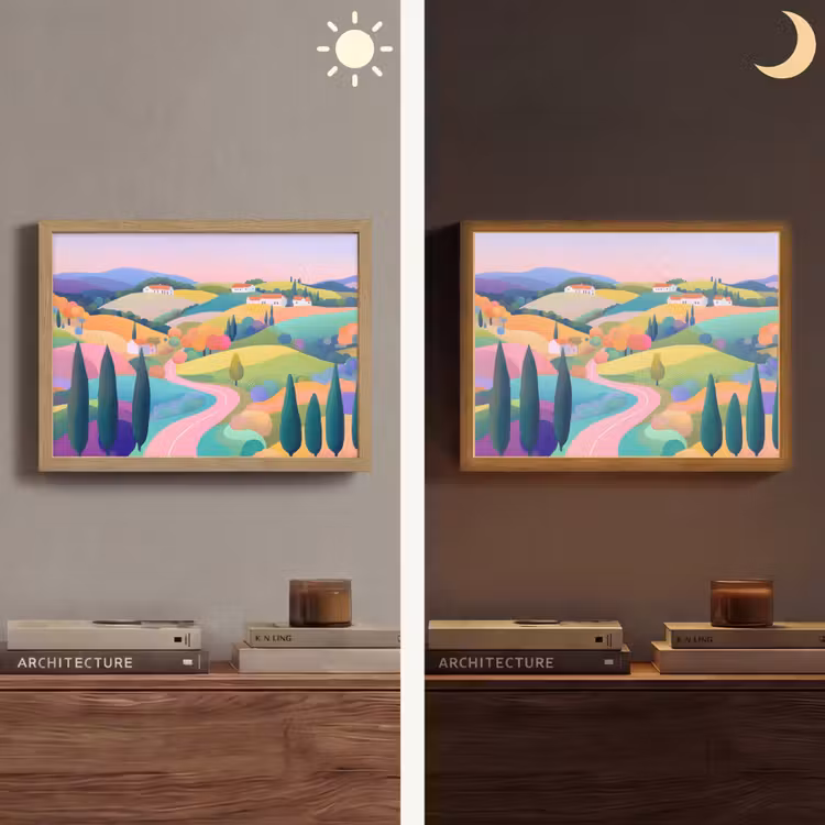 Lightbox - Wandlamp - Landschap - Paars - Pastel - Huizen — 6