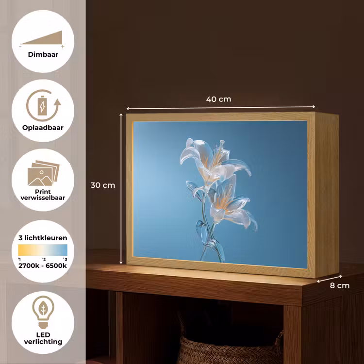 Lightbox - Wandlamp - Lelies - Blauw - Glazen — 10