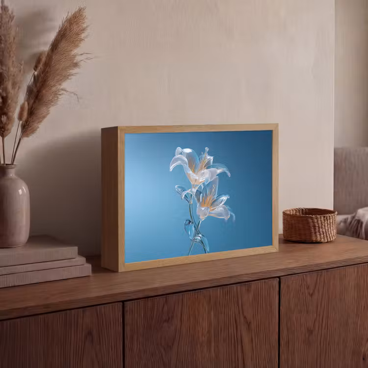 Lightbox - Wandlamp - Lelies - Blauw - Glazen — 4