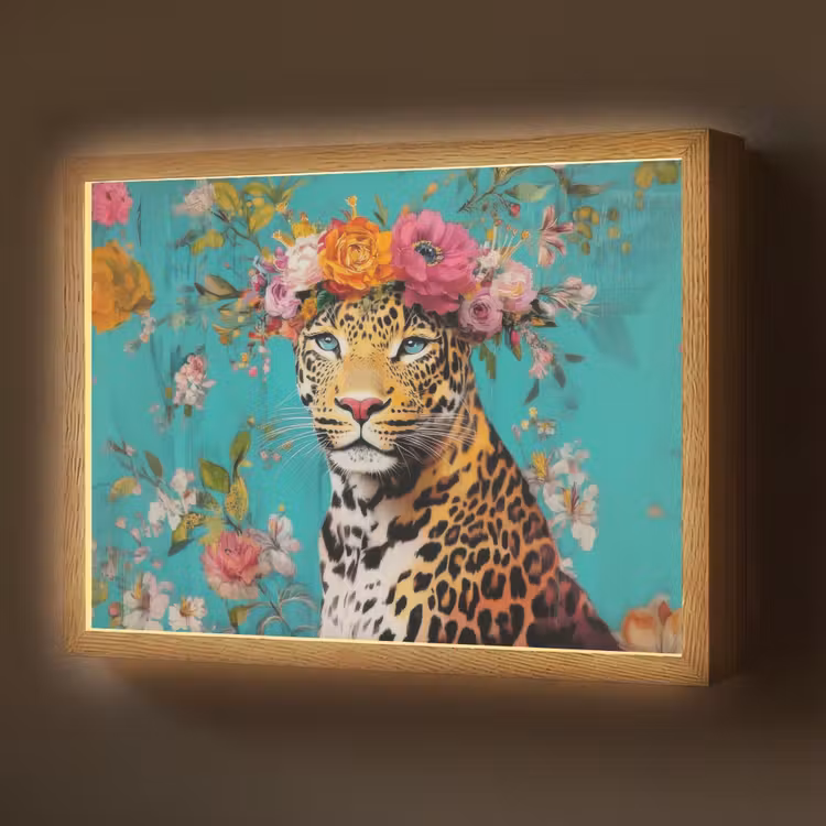 Lightbox - Wandlamp - Luipaard - Bloemen - Kroon — 1