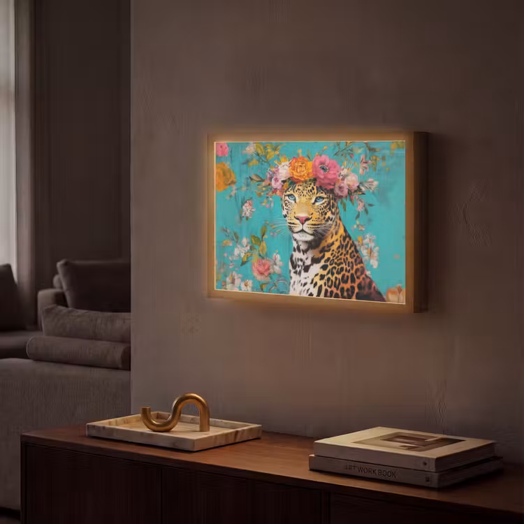Lightbox - Wandlamp - Luipaard - Bloemen - Kroon — 2