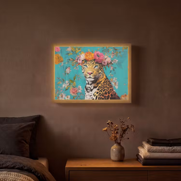 Lightbox - Wandlamp - Luipaard - Bloemen - Kroon — 3