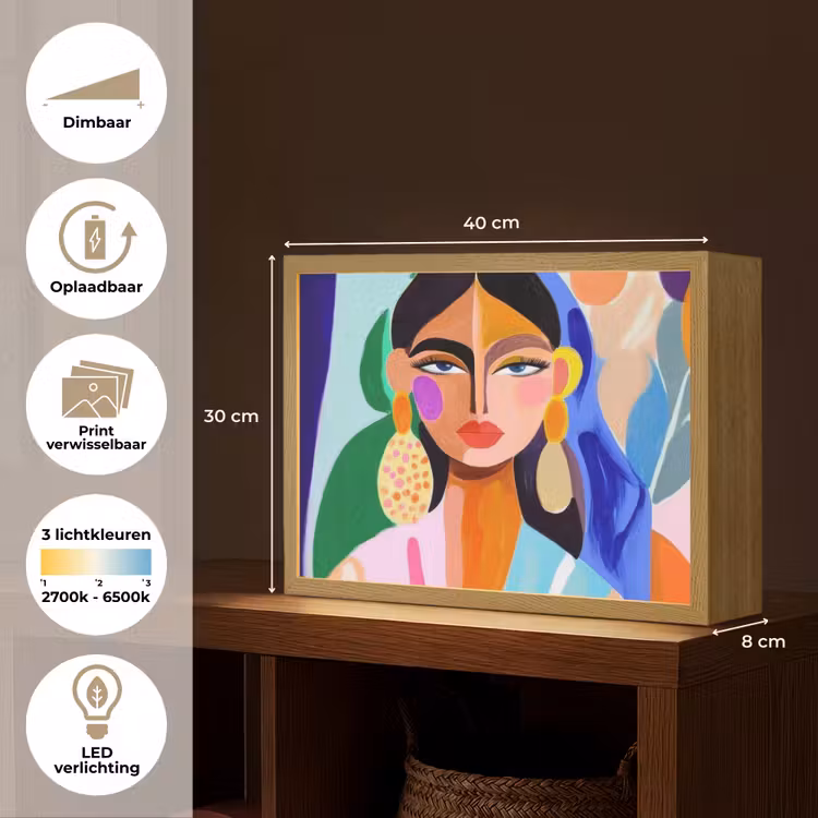 Lightbox - Wandlamp - Portret - Vrouw - Modern — 10