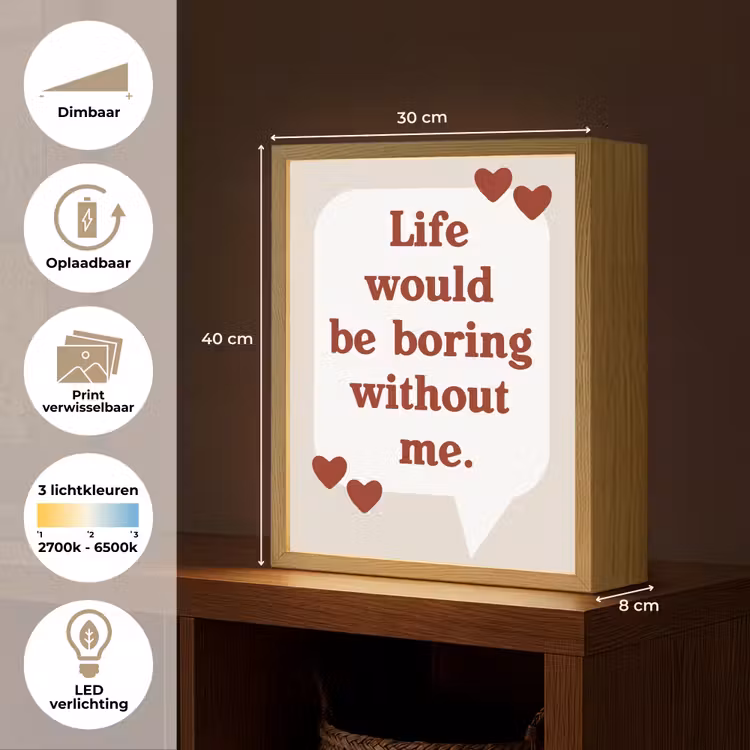 Lightbox - Wandlamp - Quote - Tekstballon - Hartjes — 9