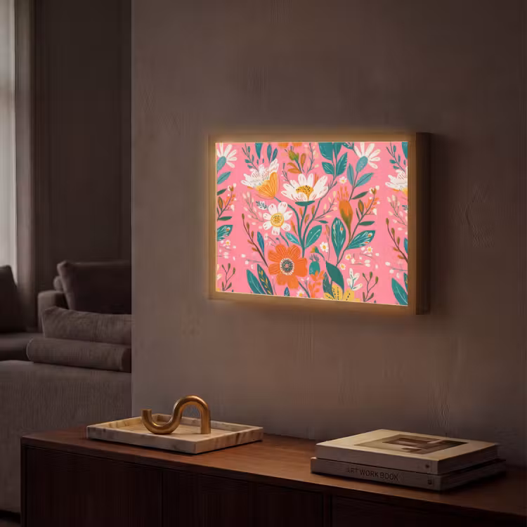 Lightbox - Wandlamp - Roze - Bloemen - Wit - Oranje — 2