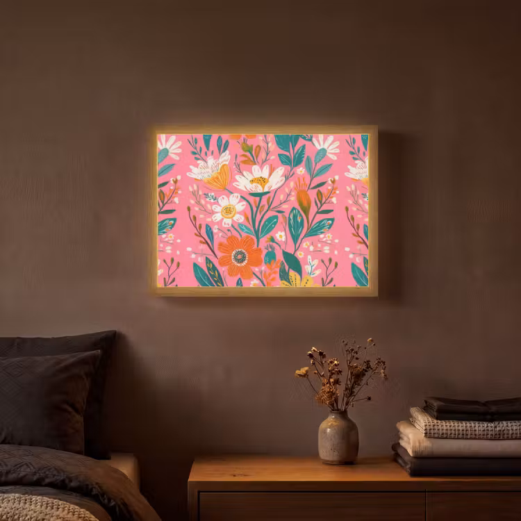 Lightbox - Wandlamp - Roze - Bloemen - Wit - Oranje — 3