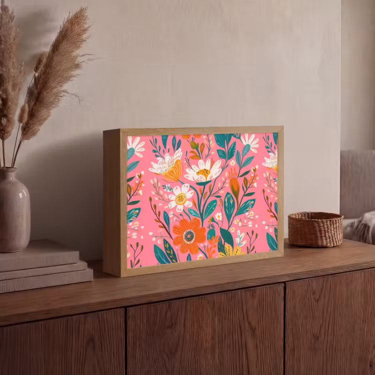 Lightbox - Wandlamp - Roze - Bloemen - Wit - Oranje — 4