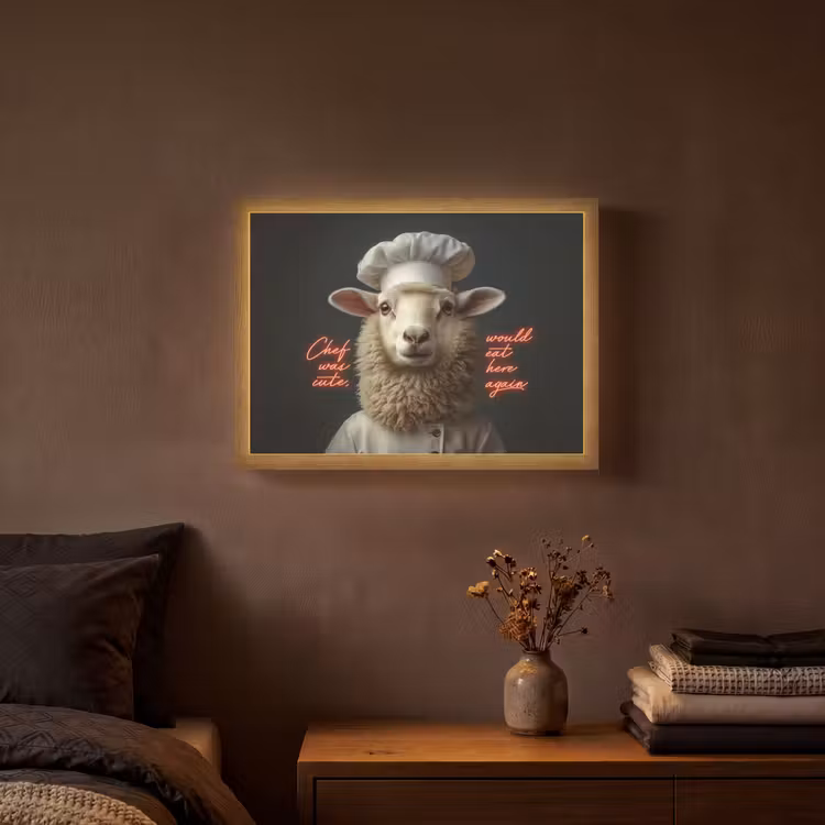 Lightbox - Wandlamp - Schaap - Kokskleding - Neon - Quote — 3