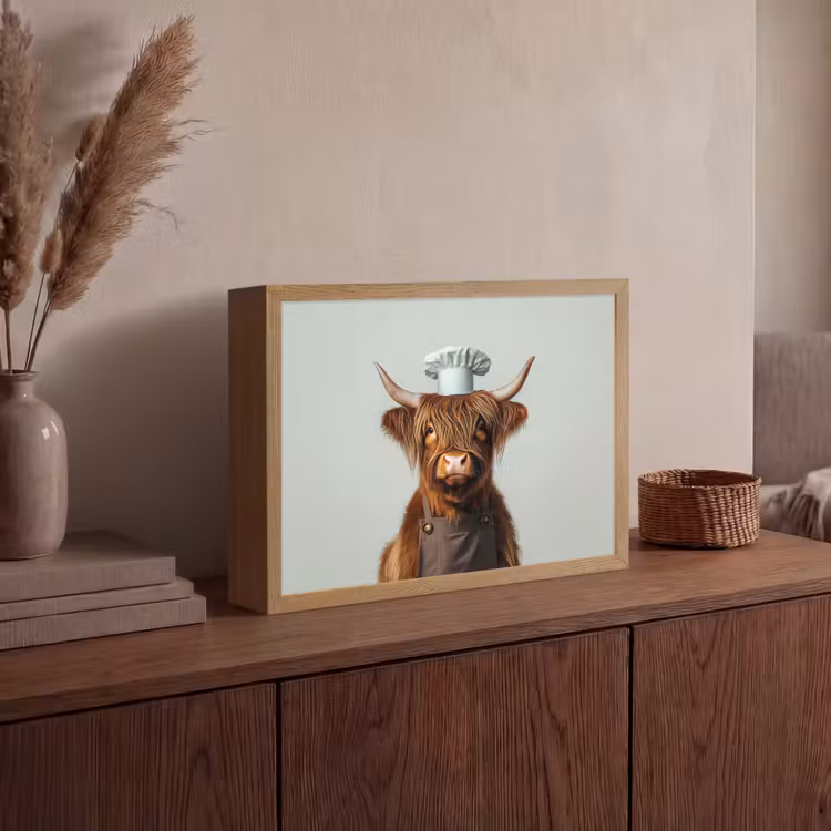Lightbox - Wandlamp - Schotse Hooglander - Bruin - Hoorns - Kokskleding — 4