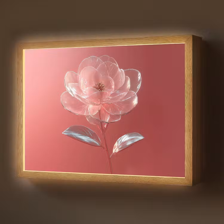 Lightbox - Wandlamp - Sierlijk - Bloem - Roze - Glazen — 1