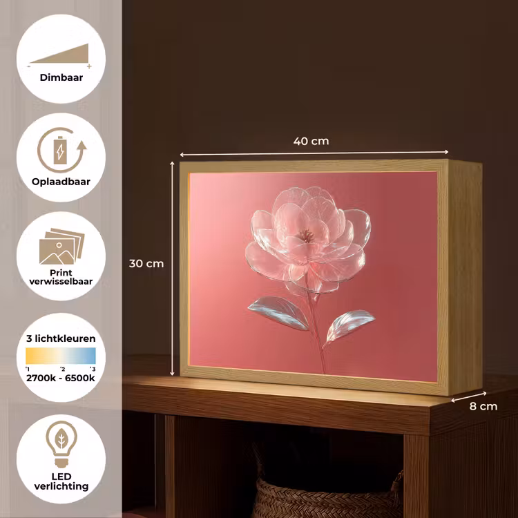 Lightbox - Wandlamp - Sierlijk - Bloem - Roze - Glazen — 10