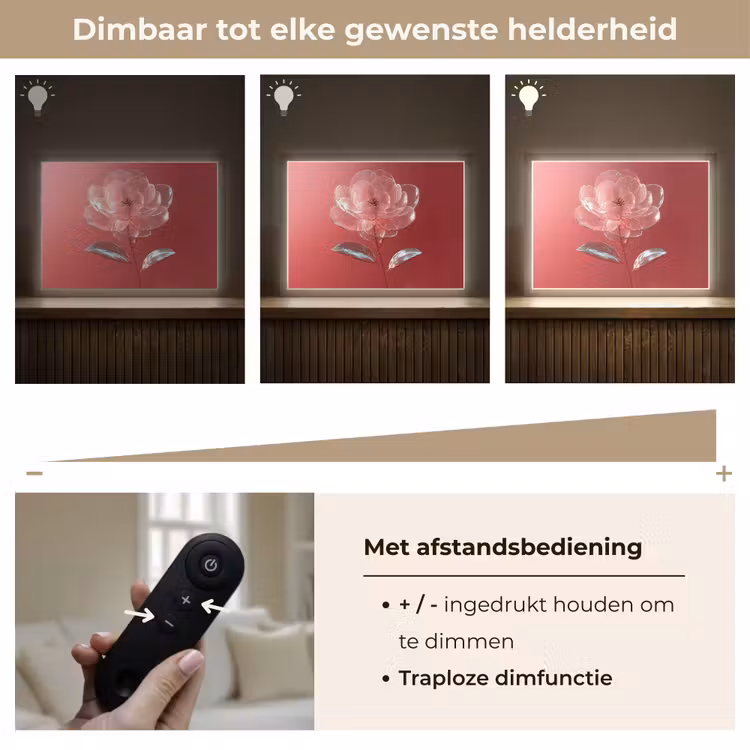 Lightbox - Wandlamp - Sierlijk - Bloem - Roze - Glazen — 9