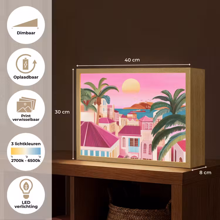Lightbox - Wandlamp - Stad - Roze - Palmbomen — 10
