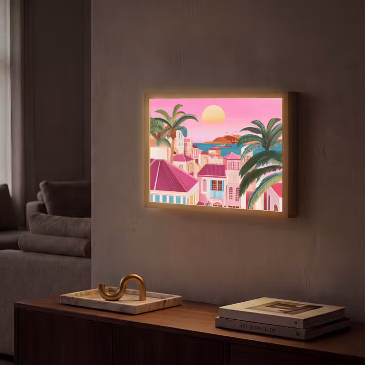Lightbox - Wandlamp - Stad - Roze - Palmbomen — 2