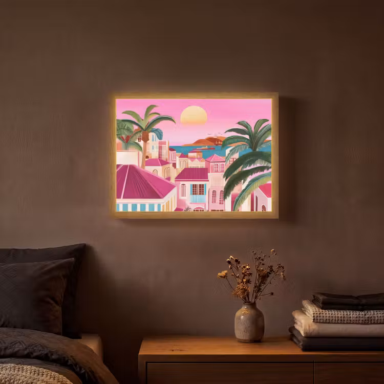 Lightbox - Wandlamp - Stad - Roze - Palmbomen — 3