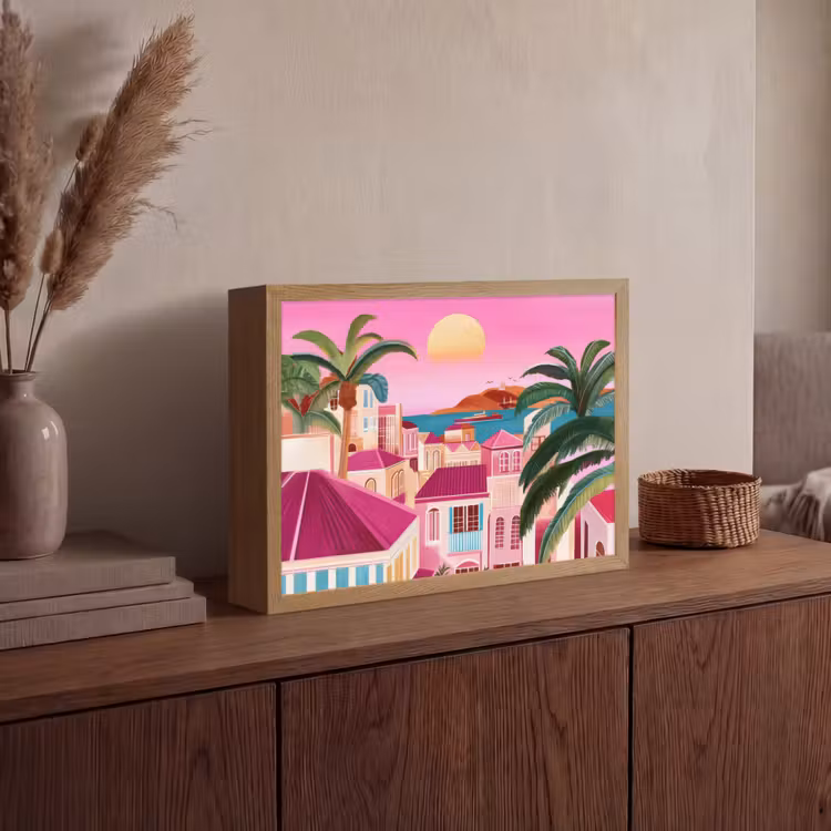 Lightbox - Wandlamp - Stad - Roze - Palmbomen — 4