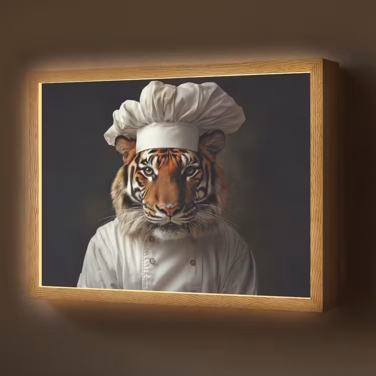 Lightbox - Wandlamp - Tijger - Kokskleding - Bruin — 1