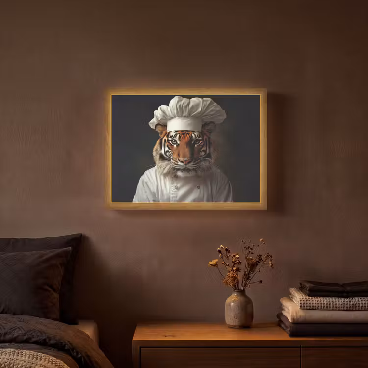 Lightbox - Wandlamp - Tijger - Kokskleding - Bruin — 3