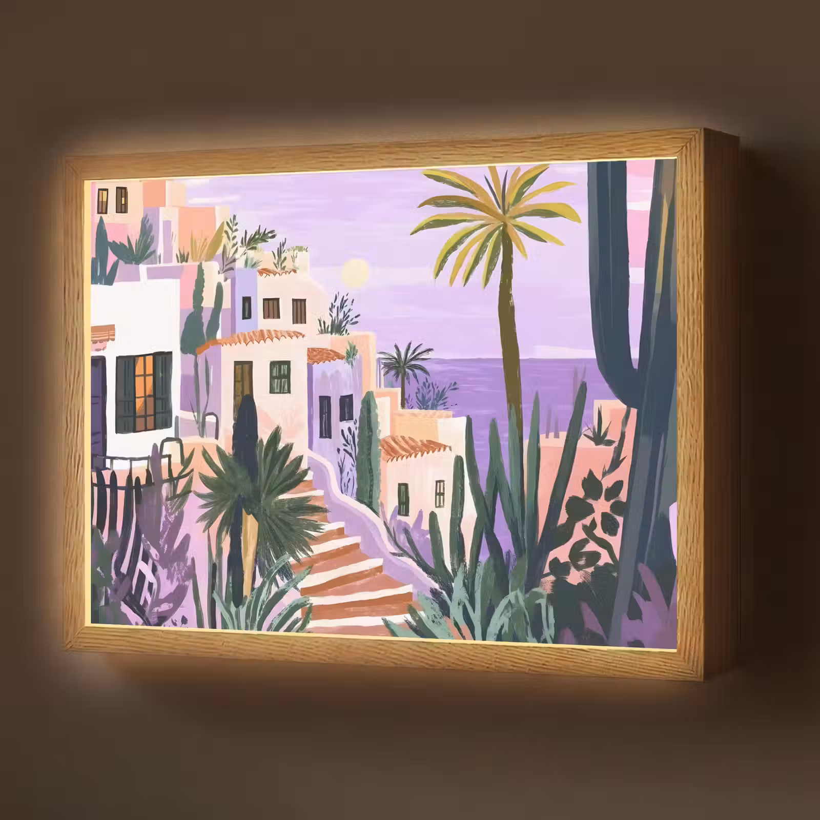 Lightbox - Wandlamp - Huizen - Minimalistisch - Palmbomen - Kust — 1
