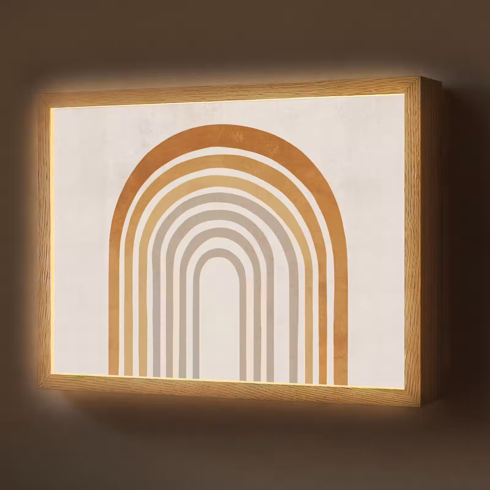 Lightbox - Wandlamp - Minimalistisch - Boog - Lijnen - Beige — 1