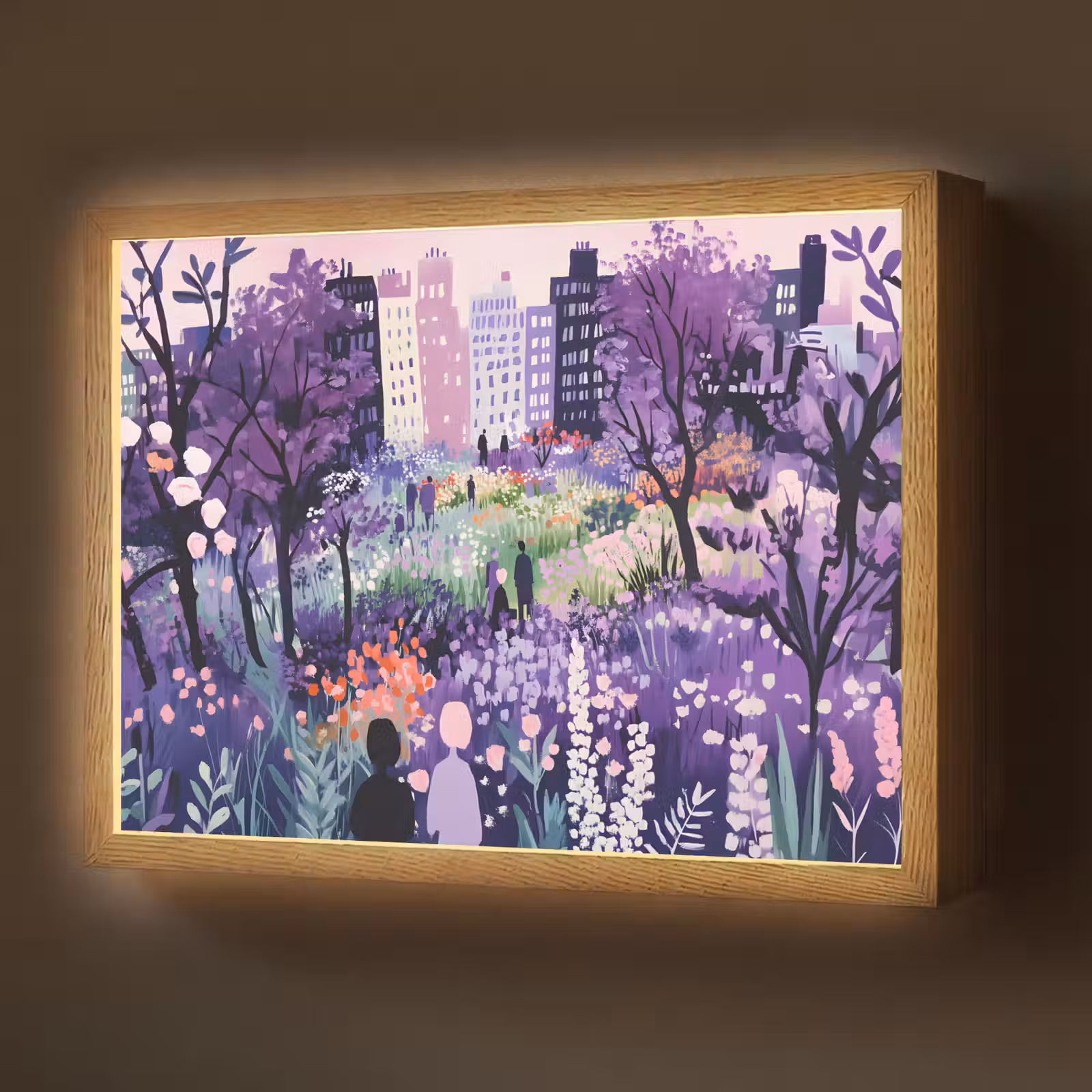 Lightbox - Wandlamp - Park - Bomen - Bloemen - Gebouwen — 1