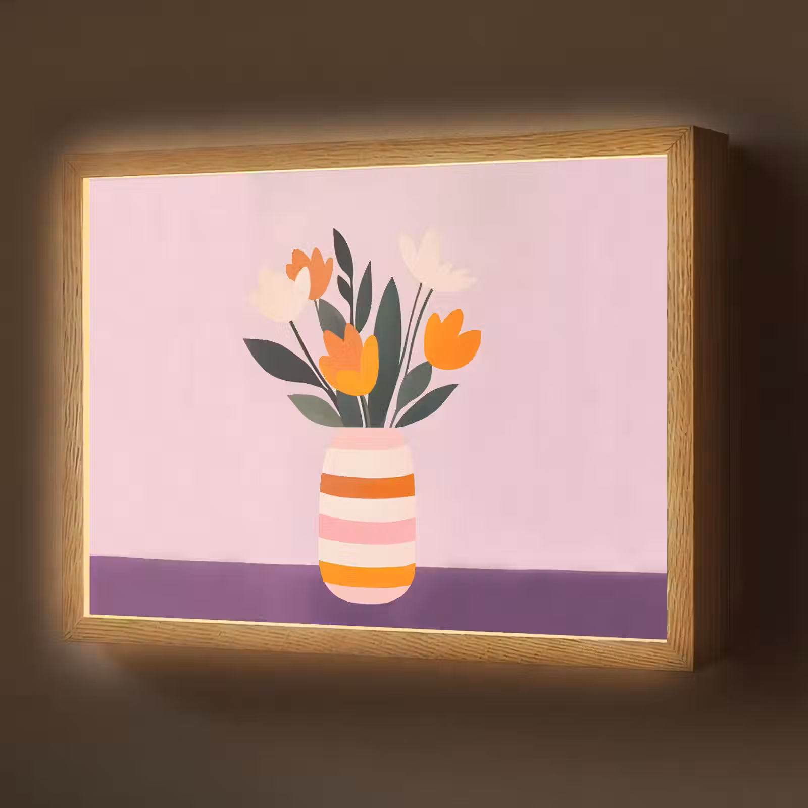 Lightbox - Wandlamp - Tulpen - Vaas - Strepen - Paars — 1