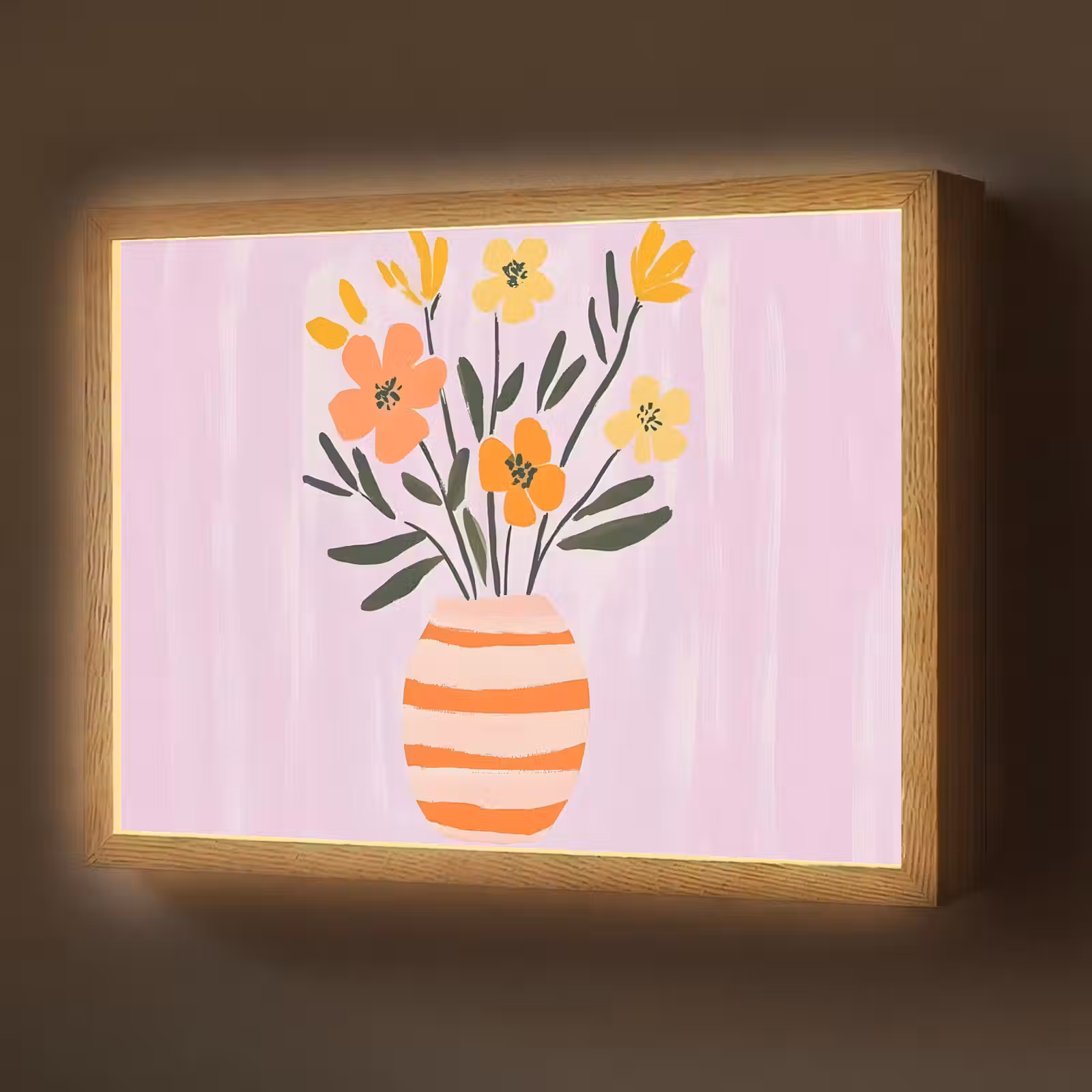 Lightbox - Wandlamp - Vaas - Gestreept - Bloemen - Oranje — 1