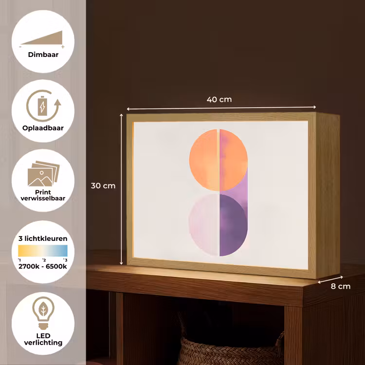 Lightbox - Wandlamp - Cirkels - Abstract - Paars — 10