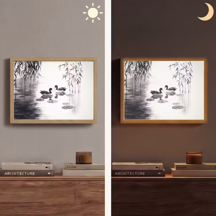 Lightbox - Wandlamp - Eenden - Waterlelies - Riet - Zwart — 6