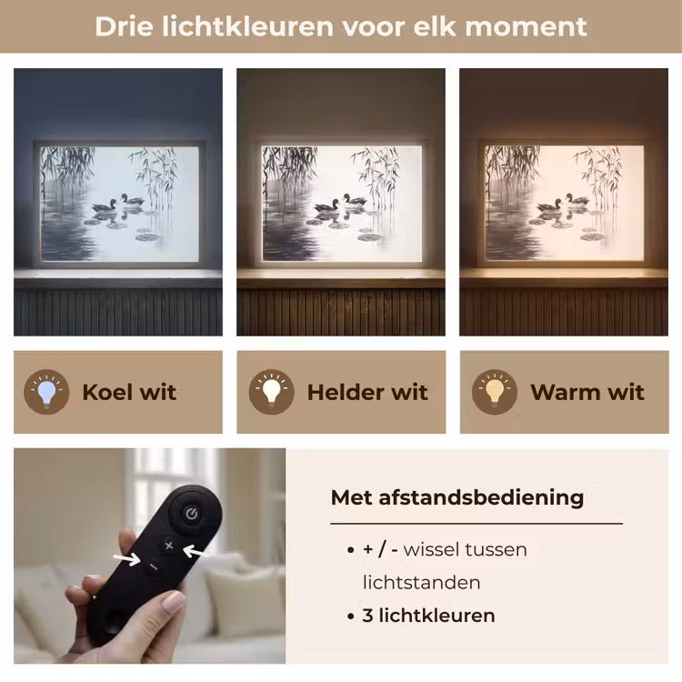 Lightbox - Wandlamp - Eenden - Waterlelies - Riet - Zwart — 8