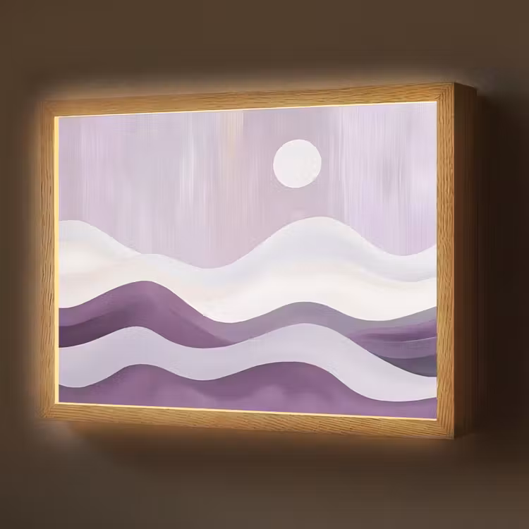 Lightbox - Wandlamp - Golven - Heuvels - Abstract - Paars — 1