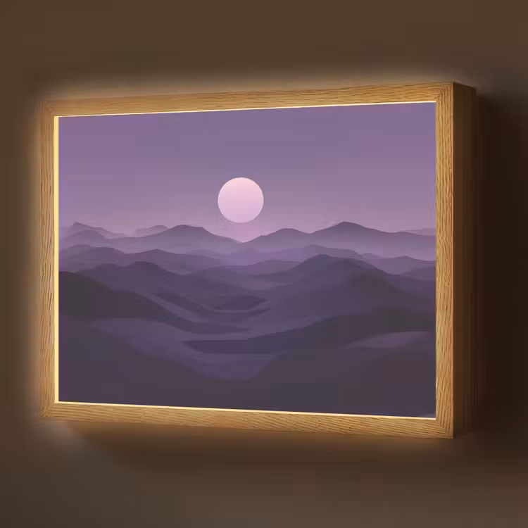 Lightbox - Wandlamp - Heuvels - Paars - Mist - Zon — 1