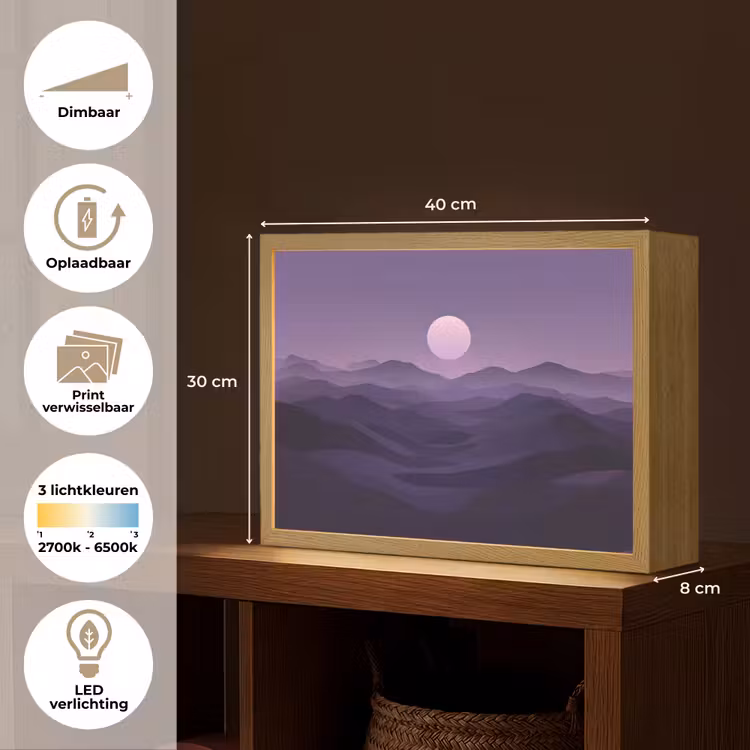 Lightbox - Wandlamp - Heuvels - Paars - Mist - Zon — 10