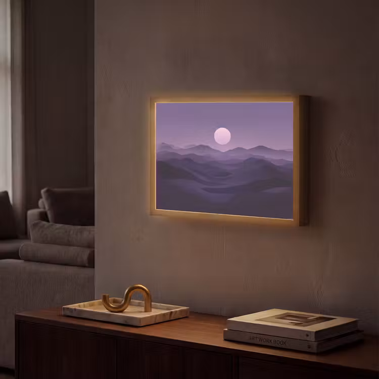 Lightbox - Wandlamp - Heuvels - Paars - Mist - Zon — 2
