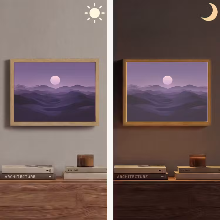 Lightbox - Wandlamp - Heuvels - Paars - Mist - Zon — 6