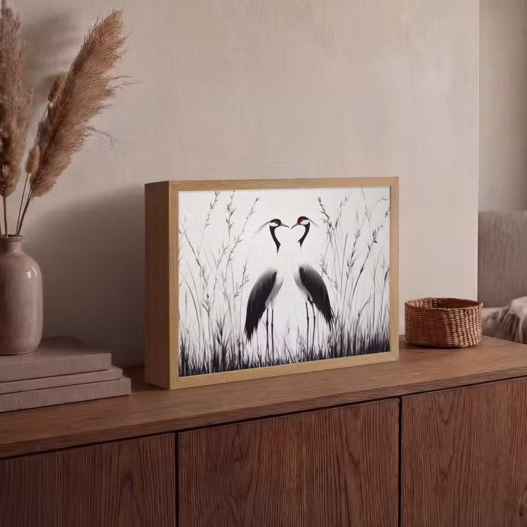 Lightbox - Wandlamp - Kraanvogels - Gras - Hartvorm - Zwart — 4