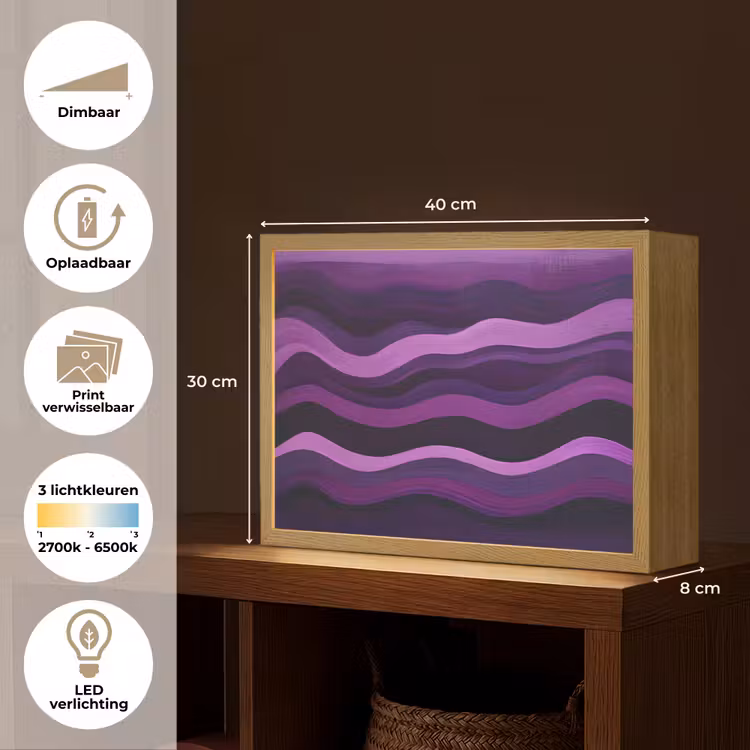 Lightbox - Wandlamp - Lijnen - Golven - Paars - Abstract — 10