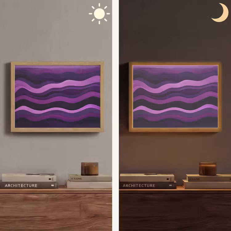 Lightbox - Wandlamp - Lijnen - Golven - Paars - Abstract — 6