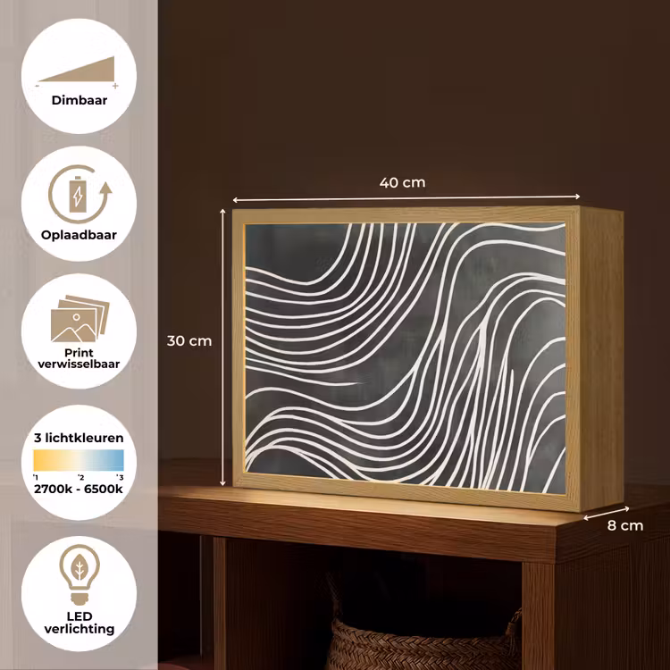 Lightbox - Wandlamp - Lijnen - Patroon - Abstract - Wit — 10
