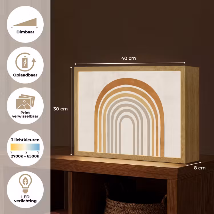 Lightbox - Wandlamp - Minimalistisch - Boog - Lijnen - Beige — 10